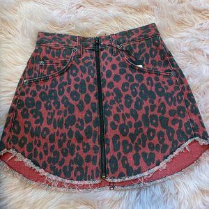 Car Mar cheetah jean skirt